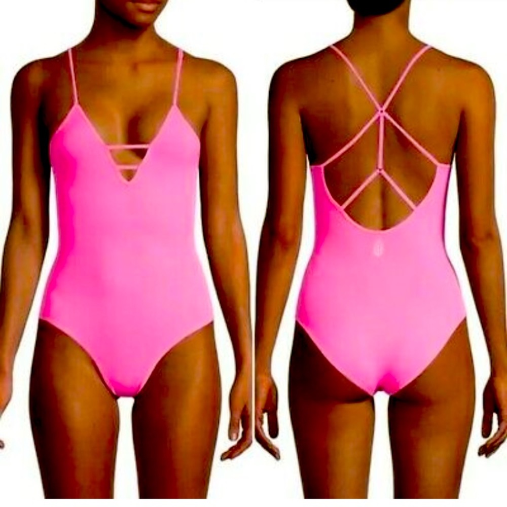 Free People Neon pink bodysuit
